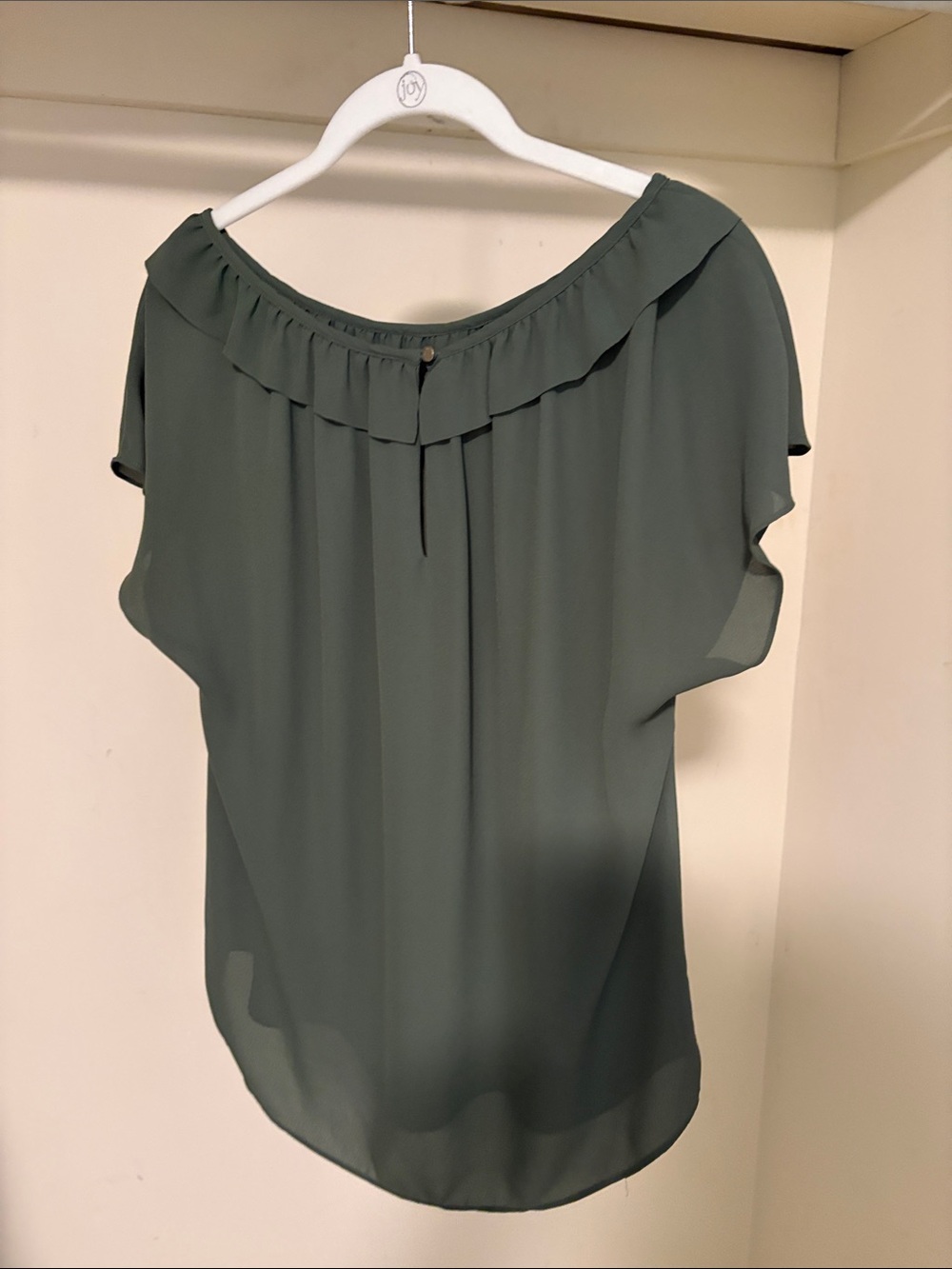 Banana Republic Olive Green Ruffle-Neck Blouse